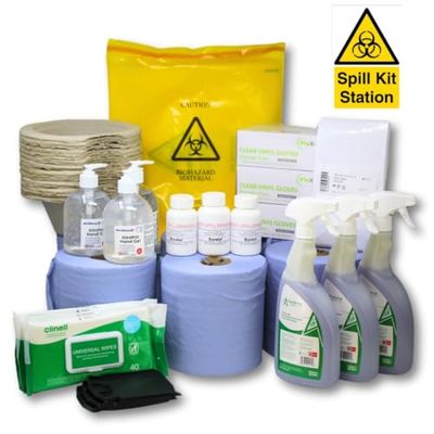 Value Aid Spill Kit Restock Bundle – Body Fluid Disposal Kit Refill Pack with Disinfectant Wipes, Gloves, Aprons and Biohazard Bags