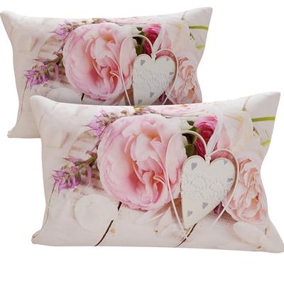 PETTI Artigiani Italiani - Coppia di Federe Cuscino 50x80 cm in Microfibra, Cuscini Arredo Camera da Letto, Divano, Salotto, Set 2 Fodere Copricuscino, Federa Country Chic, 100% Made in Italy