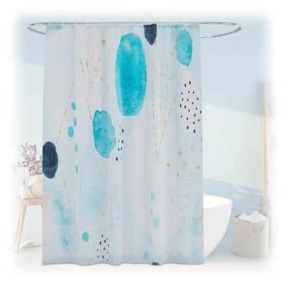 Relaxdays Cortina de Ducha Estampado, de Baño, 180 x 200 cm, Antimoho, Lavable, 12 Anillas, para Bañera, Multicolor, Poliéster
