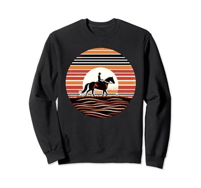 Retro Sunset Horse Riding Horseback Riding Equestrian Horses Felpa