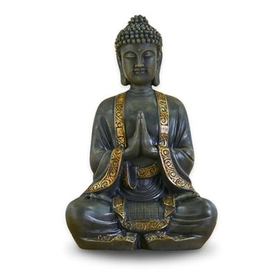 Zen' Light grande estátua Buda mediação, resina, Bonze, 37,5 x 15 x 24 cm