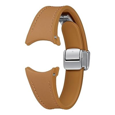 Samsung D-Buckle Hybrid Eco-Leather Band (Slim, S/M) ET-SHR93 voor Galaxy Watch6, horlogeband, originele armband, D-gesp, imitatieleer, fluorrubber, aanpasbare vouwsluiting, elegant, camel