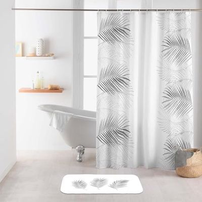 Douceur d'Intérieur ORBELLA - Tenda da doccia con gancio, 180 x 200 cm, colore: Bianco/Argento,
