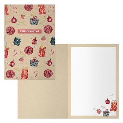 DOHE - Christmas Greeting Cards - Pack of 6 - Size: 11.5 x 17 cm (closed) - Includes envelope to store the card - Cane Model