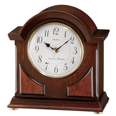 SEIKO 9" Brown Wooden Case with Chime Mantel Clock
