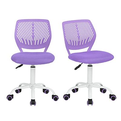 FurnitureR 2pcs Colourful Chair, Siège D'ordinateur Moderne et Réglable, Accoudoir et Pivotante, Bureau pour Enfants, Salle D'étude, Chaise de Travail, Violet, Metal, Purple, 38,5CM x40CM x75-87CM
