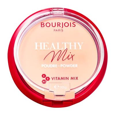 Bourjois Polvo compacto Healthy Mix Zero Signos de cansancio, fórmula matificante y uniforme con vitaminas A, E y B5, 001 Vanilla, 11 g