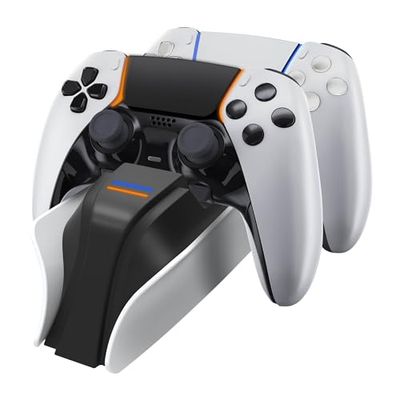 Snakebyte PS5 Twin:Charge 5 - Playstation 5 Charging Station for DualSense Controller, Charger Kit for 2 Wireless Controllers Including Type-C Cable, LED Charge Status Display, PS5 Design, White