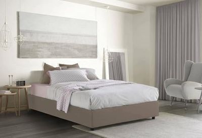 Talamo Italia - Letto alla francese Azzurra, Letto contenitore in tessuto, Apertura frontale, adatto per materasso Cm 140x190, 100% Made in Italy, Tortora
