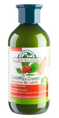 Corpore Sano - Champú Reforzante, Cabello Débil, Ingredientes Naturales, con Ginseng y Ginkgo de Cultivo Bio Certificado, Hipoalargénico y Vegano, Sin Parabenos, Colorantes ni Siliconas, 300ml