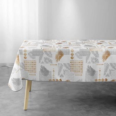 douceur d'intérieur, Nappe Rectangle (150 x 300 cm) Olenna Blanc, Polyester Imprimé