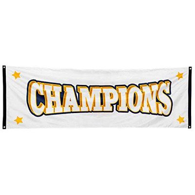 Boland 44771 - Banner Champions, dimensioni 74 x 220 cm, bandiera in poliestere, striscione, finitura, vincitore, cerimonia di premiazione, festival sportivo, festa