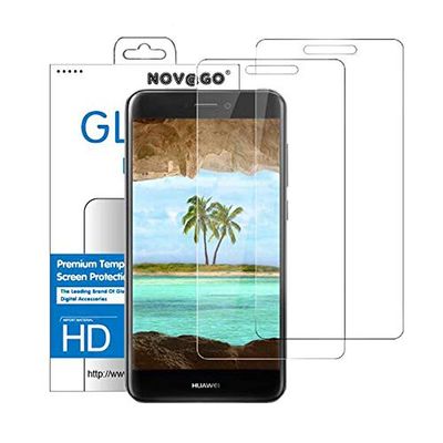 Novago displaybeschermfolie van gehard glas, compatibel met Huawei P8 Lite 2017, Honor 8 Lite 2017, 2 stuks