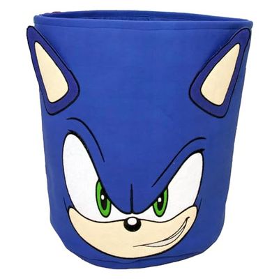 Character World Panier de rangement officiel Sonic le Hérisson | Design tête sonique | Panier à linge | Organisateur pour chambre d'enfant, salle de jeux | 38 x 31 x 31 cm en toile de coton