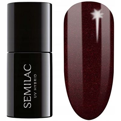 Semilac Semi-permanent gel nagellack UV 393 gnistrande svart körsbär 7ml