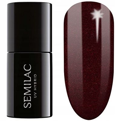 Semilac Vernis à ongles gels semi-permanents UV 393 Sparkling Black Cherry 7ml