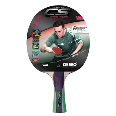 GEWO CS Energy Power – bordtennisracket – professionell bordtennisracket, ITTF-godkänd – racket med kontrollerat belägg och höga rotationsegenskaper, konkav, 1,8 mm svamp, röd-svart