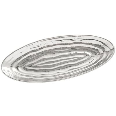 Alexandra House Living Centre de Table argenté céramique 6 x 41 x 18 cm