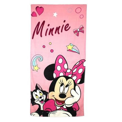 Asciugamano Minnie, tessuto morbido e assorbente, design Minnie Mouse, perfetto per la spiaggia o la piscina, Rosa, Taglia unica