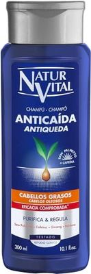 NaturVital - Champô anti-queda para cabelo oleoso, sem para-brisas ou silicone, evita a queda de cabelo, champô natural fortificante, para homens e mulheres, 300 ml