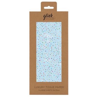 Glick Four Sheets of Baby Blue Stars Tissue Paper, Each Sheet 750mm x 500mm When Opened, Light Blue Tissue Paper for Gift Wrapping, Arts & Crafts
