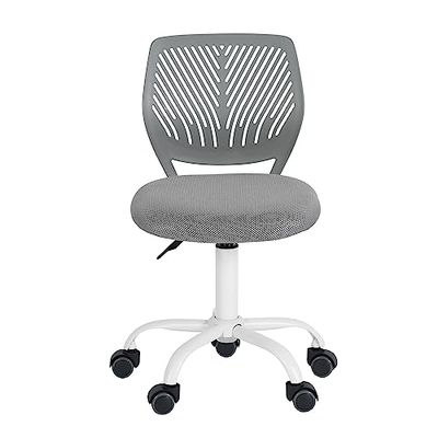 FurnitureR Home Office Chair, ergonomiczne, z regulacją wysokości, obrotowe, do pisania w domu, szare, plastyczne, 38 cm x 39 cm x 75-85 cm