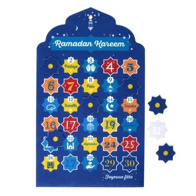 HOME DECO FACTORY, HD0036, Calendario Ramadan 30 Giorni 28x50 cm - Decorazione Festiva Colorata e Moderna, Riutilizzabile, Ideale per la casa o Come Regalo - Blu