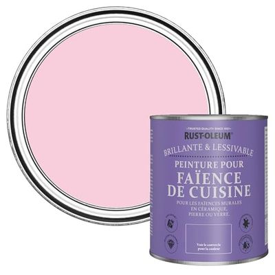 Rust-Oleum Peinture Rose Résistante à l'eau pour Faïence de Cuisine, Finition Brillante - Bonbon 750ml