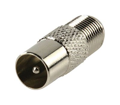 Valueline FC-025 F adapter vrouwelijk op coaxiale stekker mannelijk, nikkel, zilver
