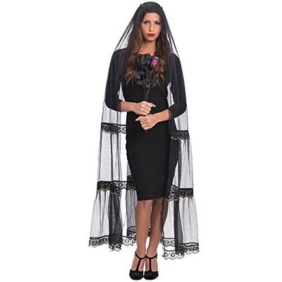 Carnival Toys 29049 Cape/Foulard en maglino, Noir/Transparent, Taille Unique