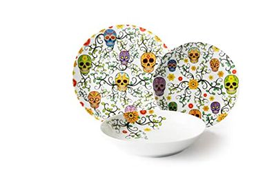 Excelsa Calavera Service de 18 assiettes en porcelaine