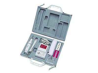 Bausch 0359 Professionele manicure- en pedicureset, apparaat met borgschroef, rechts- en linksdraaifunctie, 12 opzetstukken, krachtige hand- en voetverzorging voor thuis, nagelverzorging, beauty