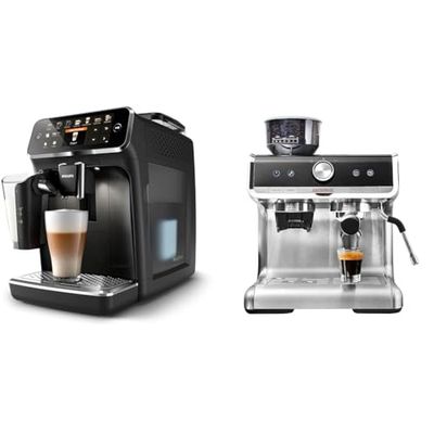 Macchina da caffè completamente automatica Philips Serie 5400 - Sistema per il latte LatteGo e GASTROBACK Design Espresso Barista Pro, nero, acciaio inossidabile-argento