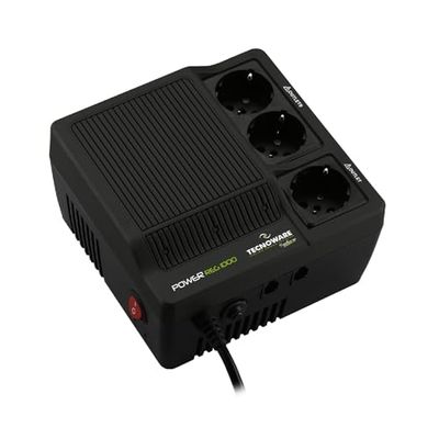 Tecnoware PowerReg 1000VA, Enfas spänningsregulator, Skydd mot spänningsvariationer, toppar och strömavbrott för: TV, HiFi-system, skrivare, små apparater för hemmet och kontoret. Klart att använda