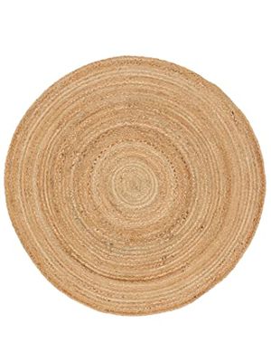 CarpetFine Tappeto di Iuta Nele Rotondo Colore Naturale Beige Ø 250 cm Tessuto a Mano di Iuta | Tappeto Naturale Stile Boho Tappeto Rotondo a Tessitura Piatta per Soggiorno, Camera da Letto e Cucina