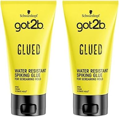 Schwarzkopf got2b Glued Spiking Glue Hair Gel, Water Resistant, Strong Hold for Up to 72 Hours, 150 ml,package may vary (Pack of 2)