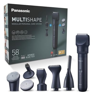 Panasonic XSHAPE TRIM MULTISHAPE Sistema Modulare ER-CKL2, ER-CDT1 & ER-CFB1, unità principale, set per rasatura e taglio capelli, regolabarba, spazzole facciali con batteria agli ioni di litio, nero
