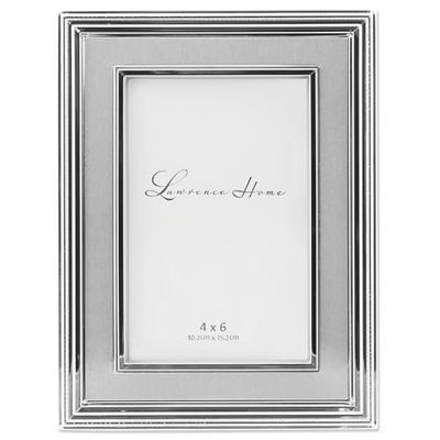 Lawrence Frames Cadre Photo en métal plaqué Argent, Panneau intérieur argenté brossé, 10,2 x 15,2 cm