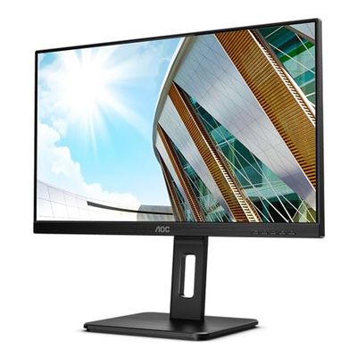 AOC Q24P2Q - 24 Inch QHD Monitor, 75Hz, 4ms, IPS, USB Hub, Height Adjust, Flicker Free, Pivot (2560x1440 @75Hz, 250cd/m², HDMI 1.4 x 1, DisplayPort 1.2 x 1, VGA, USB 3.2 x 4)