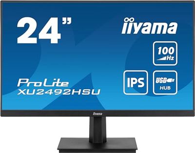 iiyama XU2492HSU-B6 24" Panel IPS, 1920x1080100Hz, 250cd/m², Altavoces, HDMI, DisplayPort, 0,4ms MPRT, FreeSync, USB-HUB 4X 3.2 (23,8" Vis)
