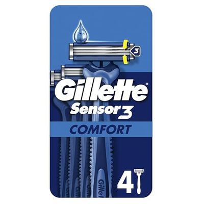 Gillette Sensor3 Comfort, Disposable Shaving Razors for Men, Men’s Razors with Lubrastrip, 6x4-Pack,Packaging May Vary