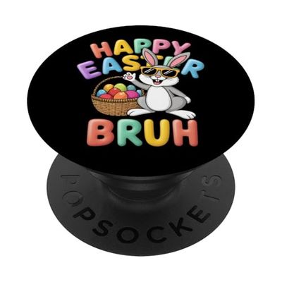 Colorido conejo de Pascua y huevos diseño feliz Pascua Bruh PopSockets PopGrip Adhesivo