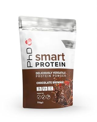 PhD Nutrition Smart Poudre de protéines 510g Chocolat brownie - 19g de protéines, Shake protéiné pauvre en sucre et en calories, Poudre de protéines convient aussi pour la pâtisserie