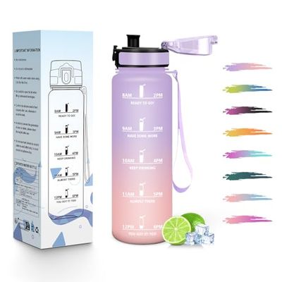 HoneyHolly Borraccia, 500ML A prova di perdite Borraccia Motivazionale, Riutilizzabile Borracce Bambini, Semplice e Portatile, Bottiglia Acqua per Corsa, Bicicletta, Lavoro, Scuola, Water Bottle