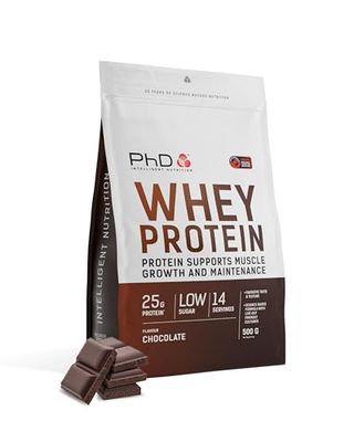 PhD Nutrition Whey Powder 500g Chocolate – with 25g Informed Protein per Serving, enriched with Well-Tolerated Cultures