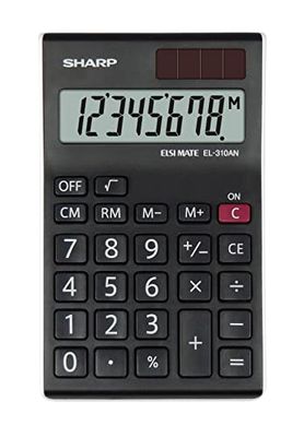 Sharp EL-310ANWH kontor halvskrivbord miniräknare - svart/vit