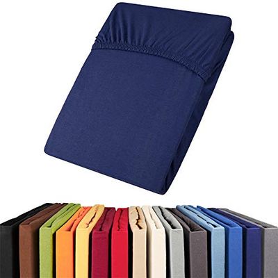 aqua-textil Viana Drap-Housse surmatelas revêtement lit sommier tapissier Coton 90x200-100x200 cm Bleu foncé