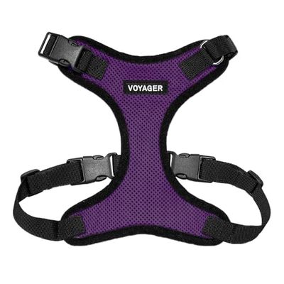 Best Pet Supplies Voyager Step-in Lock Harnais en Maille résistante aux intempéries pour Animaux de Compagnie, Harnais réglable pour Chats et Chiens, Bordure Violet/Noire, Taille XL