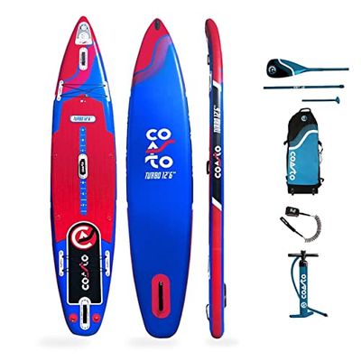 Coasto - Sup Stand Up Paddle Gonflable Cruising Turbo PB-CTUR126B - Planche Pneumatique Dropstitch Double Couche Fusionnée - Pack Pagaie, Leash, Pompe, Sac de Transport et Kit - 381x76x15cm