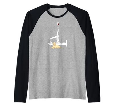 Pilates vino Reformer Pilates con Labrador Retriever giallo Maglia con Maniche Raglan